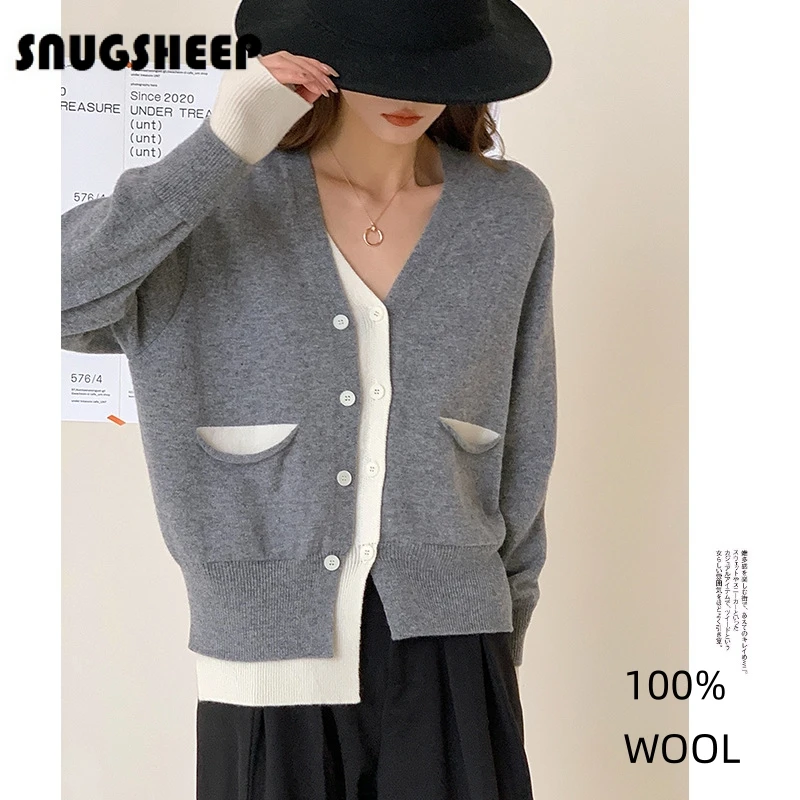 

double breasted fashion cardigan wool sweater 2023 jacket women gray top long sleeve sweaters winter style tops womens clothing