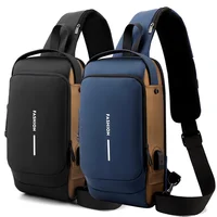 2025 grande capacité marque taille Packs sac hommes sac à bandoulière en cuir PU Anti-vol sac à bandoulière multifonctionnel unisexe sac de poitrine 1