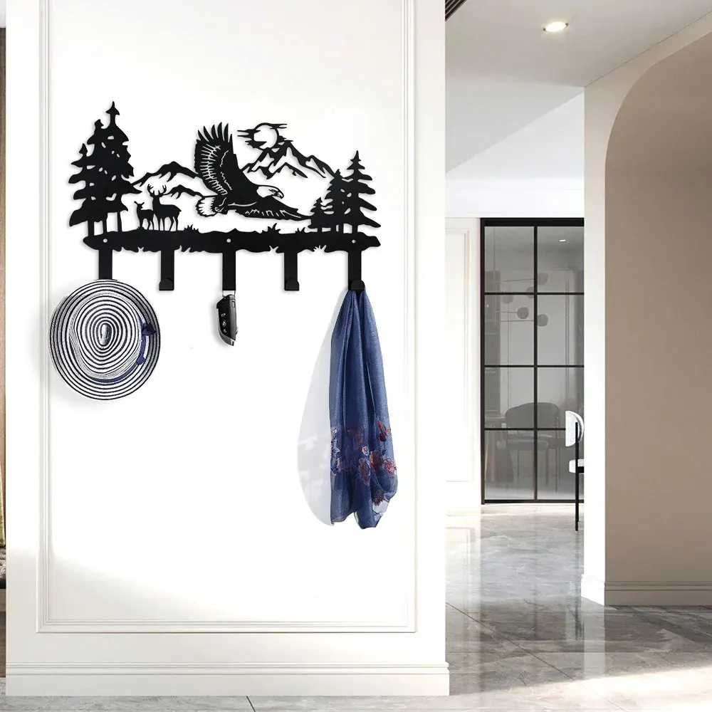 1Pc Metal Eagle Hooks Wall Art Decor-Eagle Hangers and Key Holder-Animal Theme Hooks Sweet Home Decor for Storage, Living Room 4