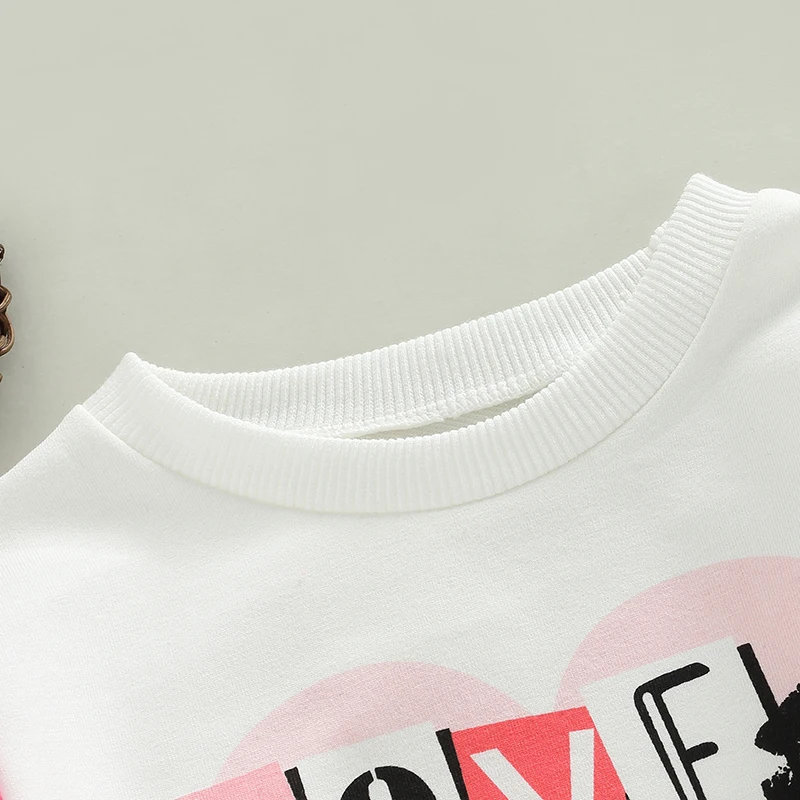 FOCUSNORM 0-24M Toddler Baby Girls Sweatshirt T Shirts For Valentine's Day Letter Fur Patchwork Long Sleeve Pullover T-shirt