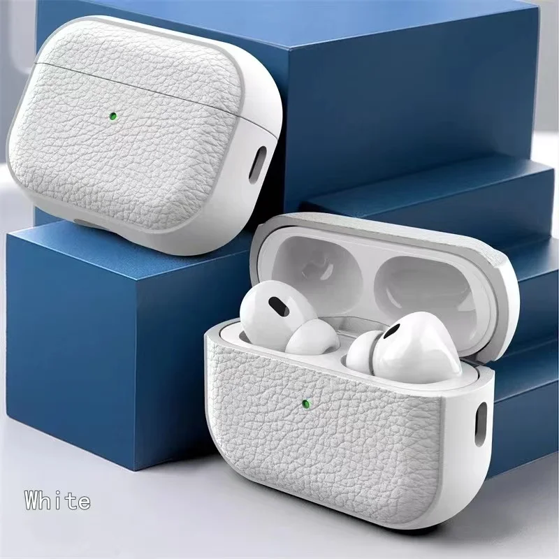 غلاف حماية جلدي ليتشي فاخر لأجهزة AirPods Pro 1/2...