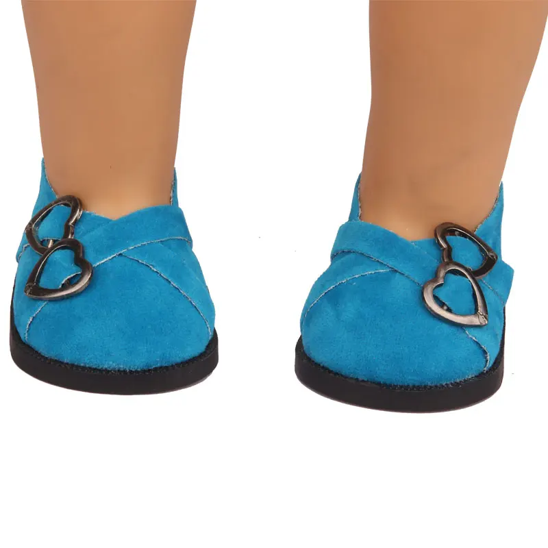 7 cm Leather Doll Shoes For American 18 Inch Doll Double Hearts Villus Shoes Boots For 43 cm Baby New Born&OG,1/3 BJD Girl Doll