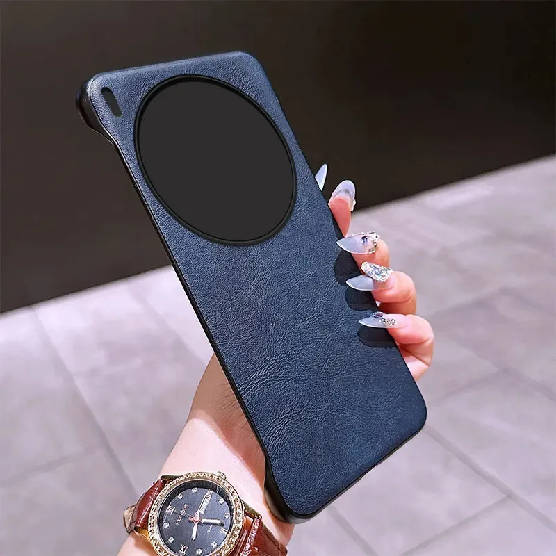 Luxury Leather Pattern Frameless Ultra-Thin Shockproof Bumper Hard Back Cover Case