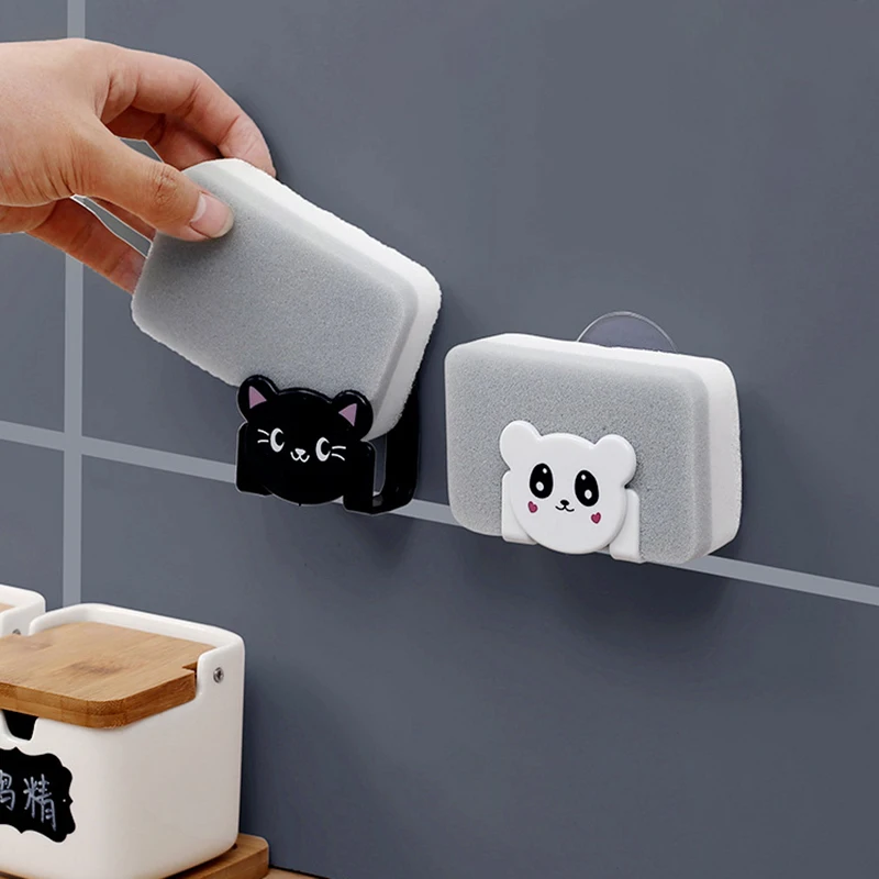 Suction Cup Sink Sponge Holder Sponge Drain Rack Kitchen Storage Hanger