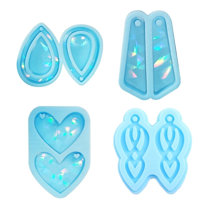 

4 Styles Shiny Glossy Light Keychain Mold Earrings Mould Epoxy Jewelry