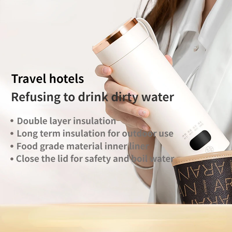 Portable electric water cup for boiling water, electric stewing cup for constant temperature heating and insulation