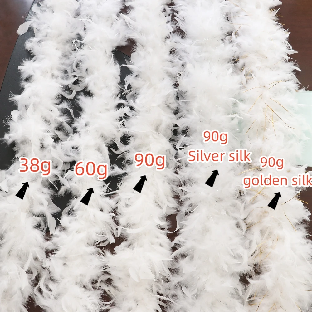 Craft Feathers 2M Turkey Marabou Feathers Boa 38g-90g Dress Shawl DIY Craft Wedding Scarf Decor Sewing Costume Trims Accessories