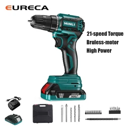 Perceuse à main électrique sans balais pour le travail du bois, batterie au Lithium, outil de perçage domestique multifonctionnel, tournevis, perceuse, chargement 