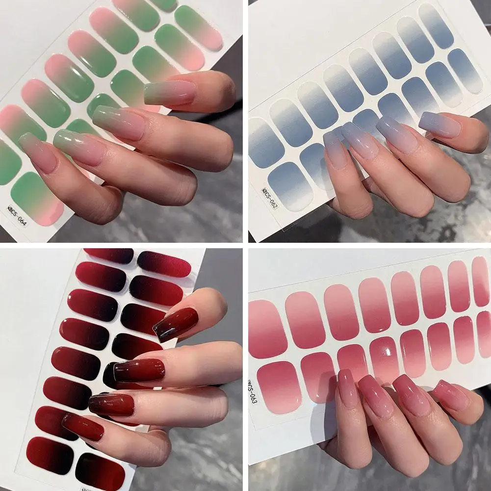 Semi-cured Gel Nail Stickers Solid Color 16 Colors
