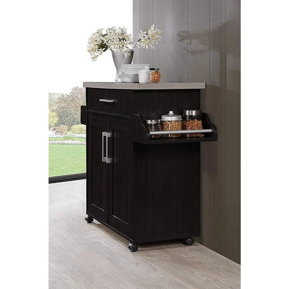 Kitchen Island with Spice Rack Towel Rack Drawer
