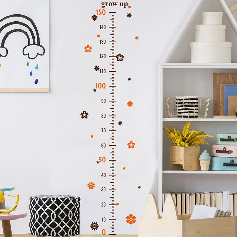 Cartoon Height Measure Wall Sticker for Kids Rooms Child Growth Ruler Stickers Gauge Growth Chart School Decals Nursery Bedroom