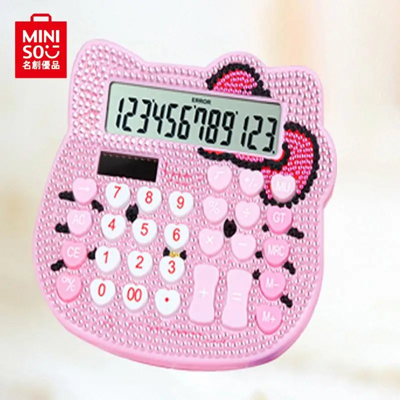 

MINISO Хелло Китти Кристалл с фотоэлементом лук сердце Кнопка липкий мультфильм калькулятор с бриллиантами