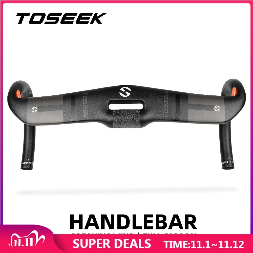 

TOSEEK Carbon Fiber Bicycle Handlebar Carbon Handle Bar Inner Cable 400/420/440mm Road Bike Handlebar