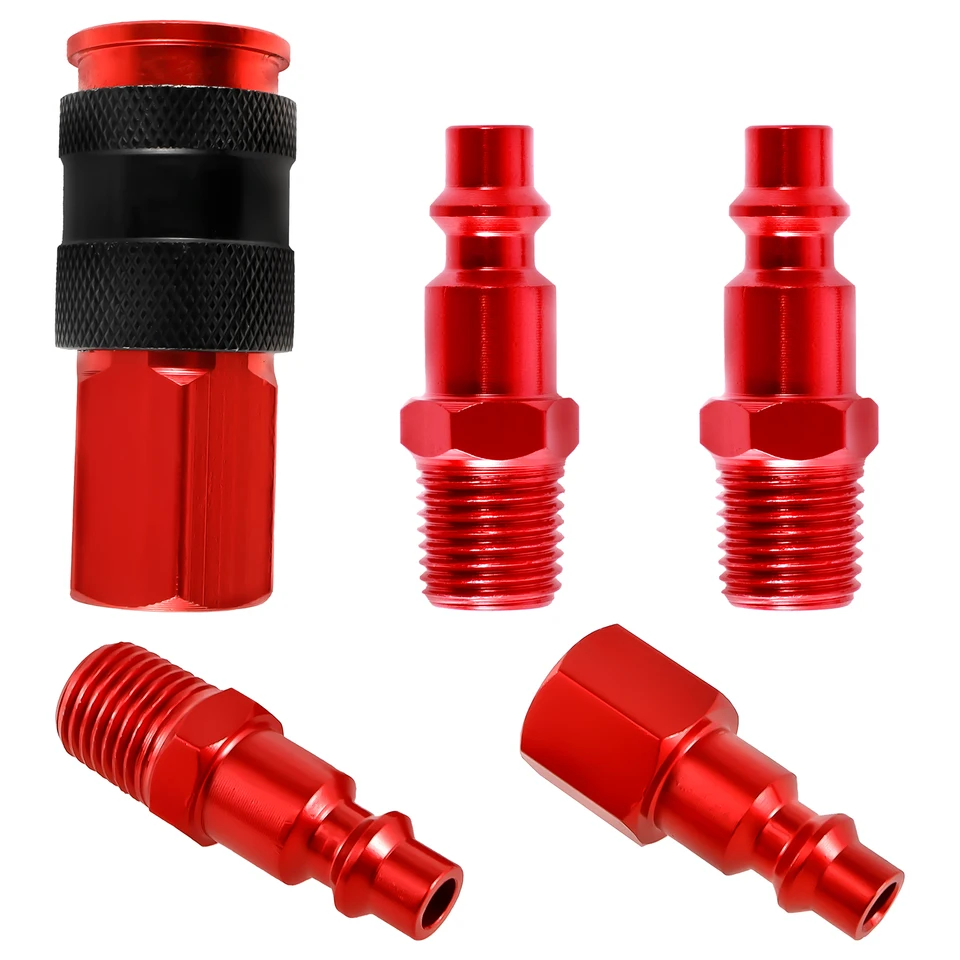 Automotive-Steel Air Coupler Plug-Kit 1/4-Inch-NPT Air Hose-Fittings Compressor Quick-Connect