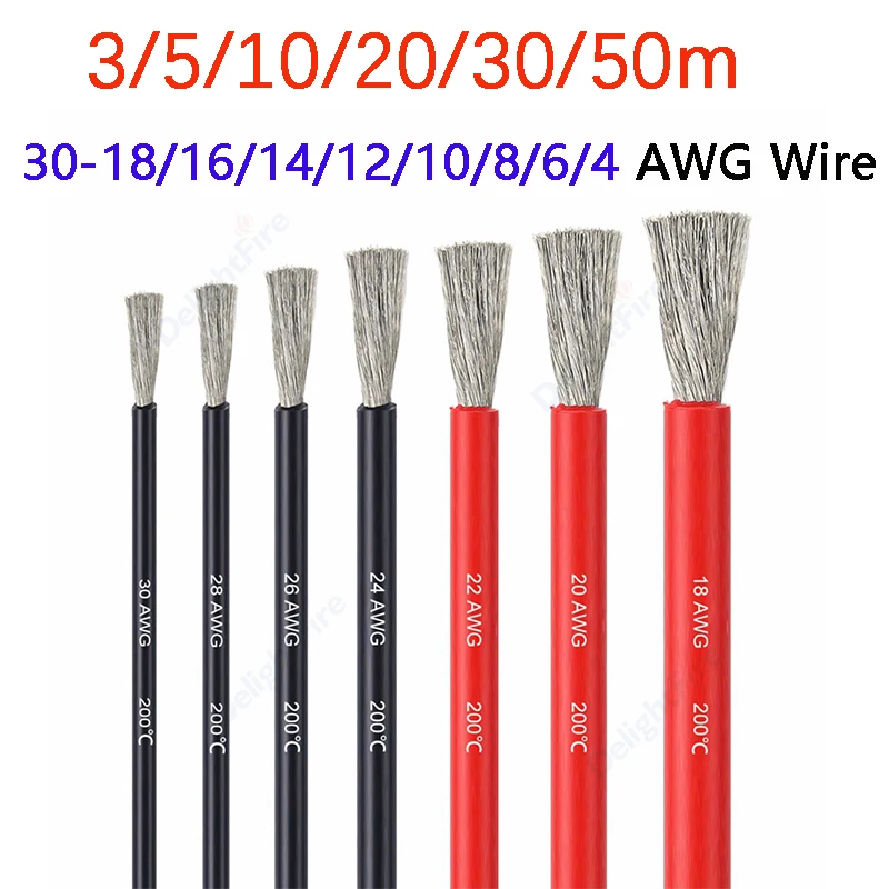 Silicone Cable Heat-resistant Flexible Hook Up Electrical Wire Automotive Extension Cord for RC Battery Solar Panel Inverter Car