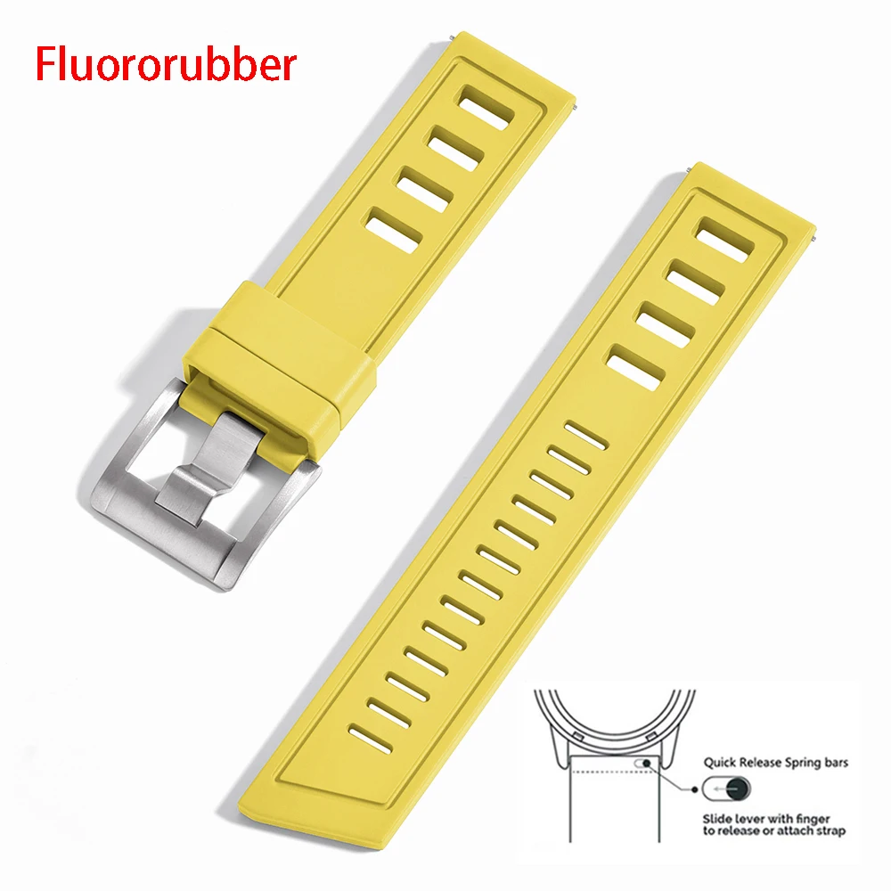 Enhanced Fluororubber Quick Release Waterproof Watch Strap