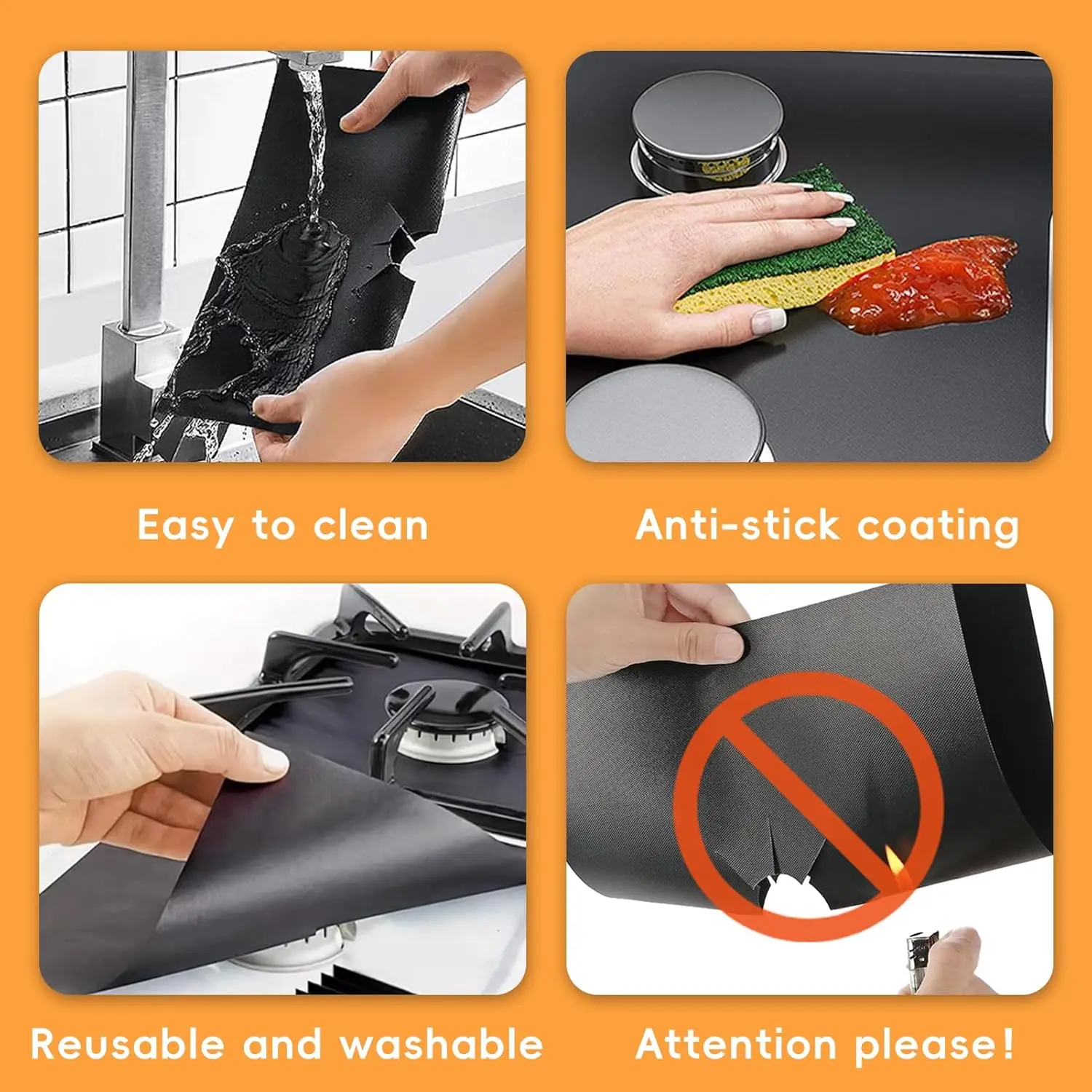 Heat Resistant Oil Proof Reusable Stove Protector Pads