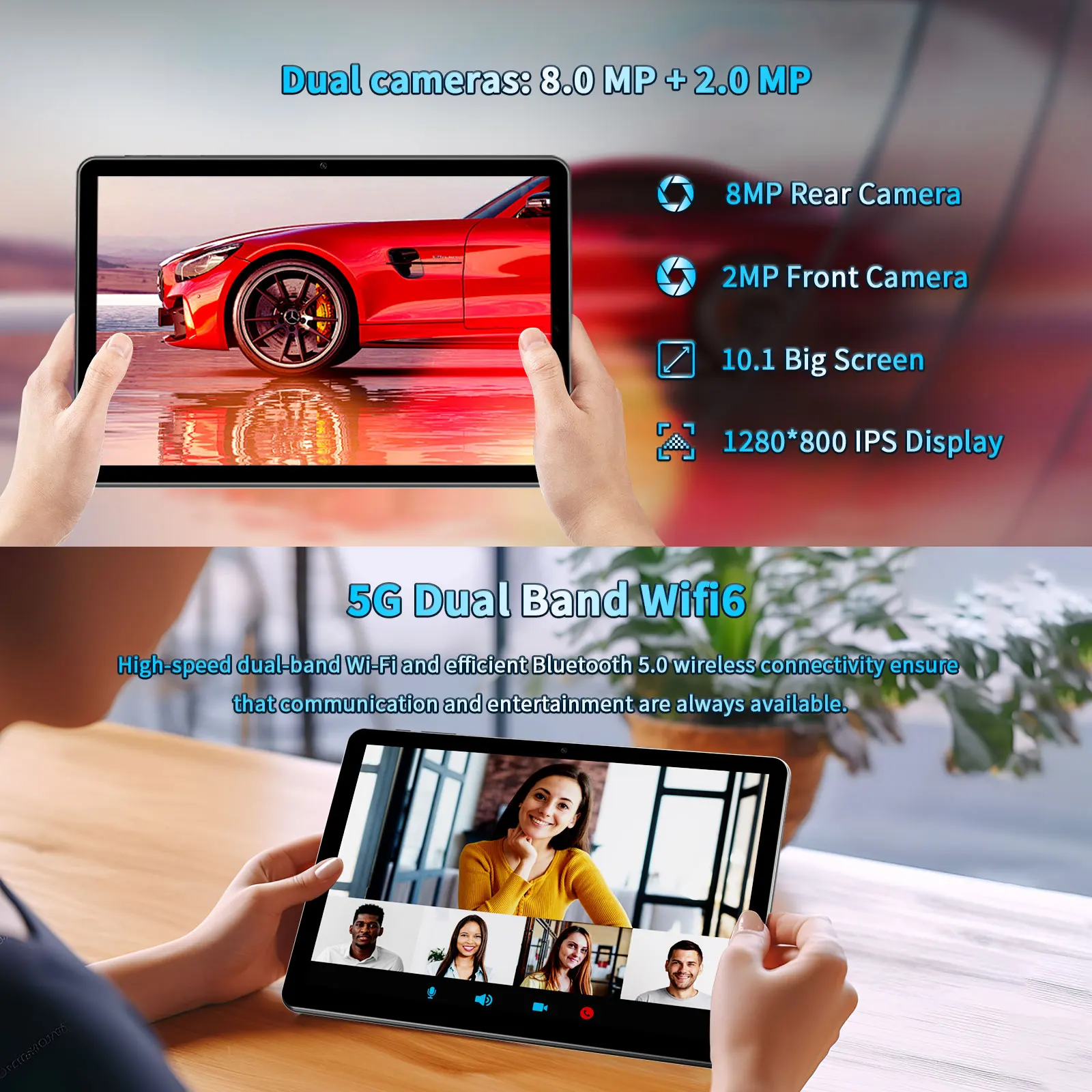 PRITOM TOUCH 10 Plus 10 Inch Android 13 Tablet, 8(4+4)GB+64GB 1TB Expand, WiFi 6, Dual Box Speakers, BT5.0, Google GMS, 2.0GHz 6