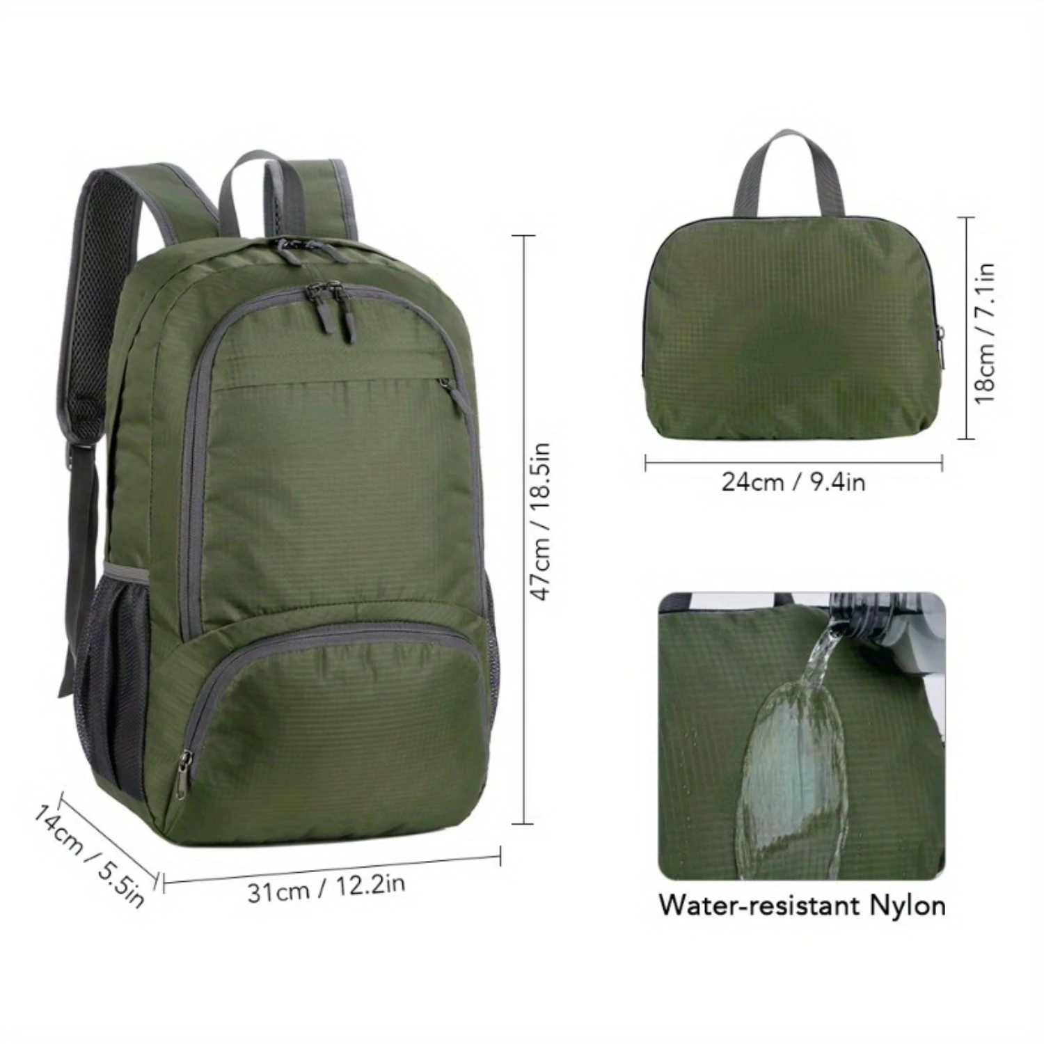 Waterproof Lightweight Foldable Hiking Backpack Handbag Set 1pcs for Men and Women Packable Outdoor Camping Bag