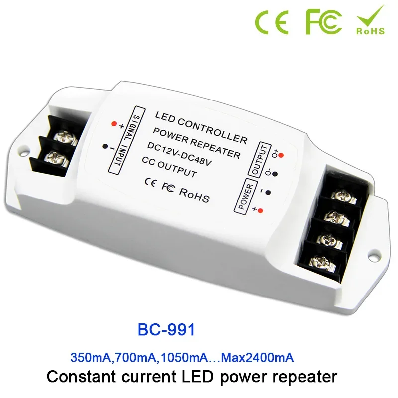 BC-991 Single color LED Lamp Light Power Repeater 350mA/700mA/1050mA/2400mA 12V-24V 36V 48V Lights Tape Dimmer CC PWM Controller low power 2835 wwcw 120leds m led strip lights color temperature adjustable cct dc12 24v 9 6w m 600leds reel 5m led tape indoor