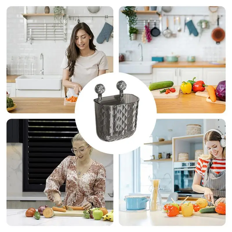 

Hanging Trash can For Kitchen Cabinet Door Wall Mounted Recycling Garbage Basket Suction Cup Garbage Can Trash Can for Cabinet