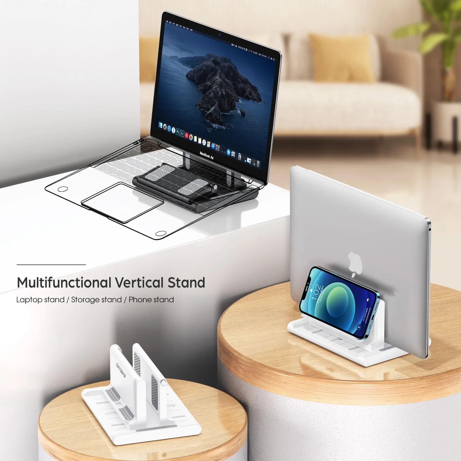 

Eary Vertical Laptop Stand Holder for MacBook Air Pro ABS Adjustable Desktop Notebook Base Tablet Holder Space-Saving Mount Base