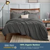 100% Organic Bamboo Bedding Set with Duvet Cover Fitted/Flat Sheet Pillowcase Luxury Silky Bedsheet Bed Linens Queen King Size 2