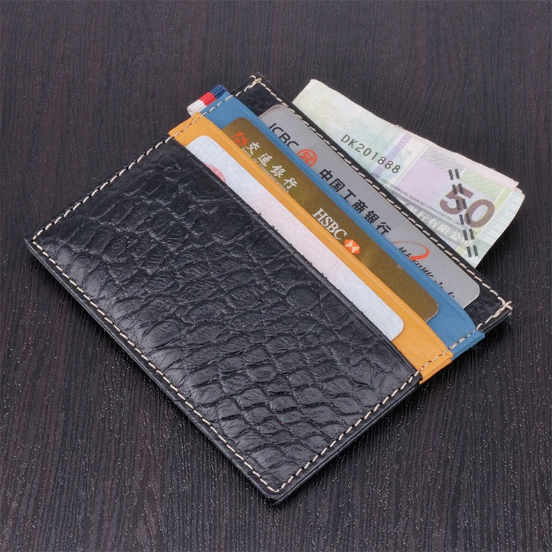 

New Credit Card Cover Organizer Card Holder First Layer Cowhide Leather Short Purse Card Case Wallet Thin Retro Simplicity