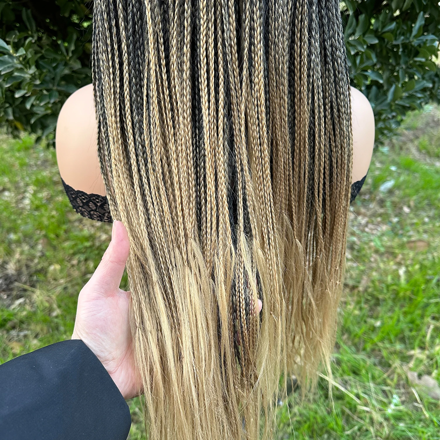 Headband Box Braids Wig Ombre Brown Long Braided African Dreadlock Wig Synthetic Braiding Beauty Hair Wigs For Women/Men
