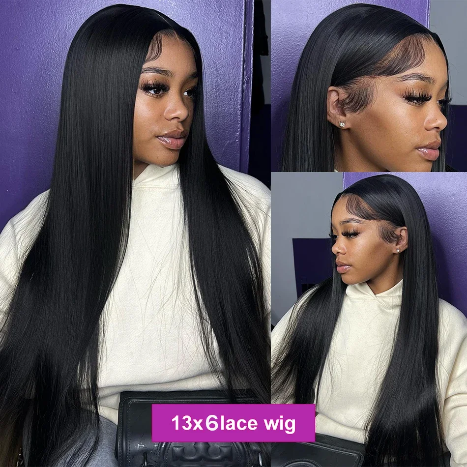 250% Density Straight HD Transparent 13x6 Wig Brazilian Lace Front 30 40 Inch 13x4 Human Hair Wigs Lace Front For Black Women