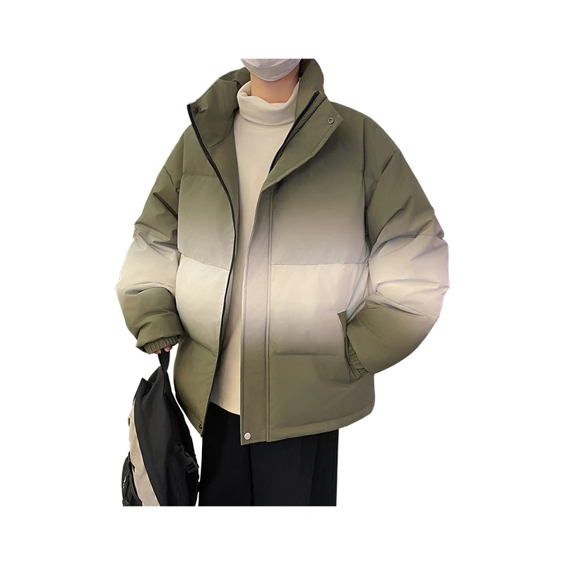 Gradient cotton clothes men's new winter fashion brand loose thickened warm stand-up collar bread jacket