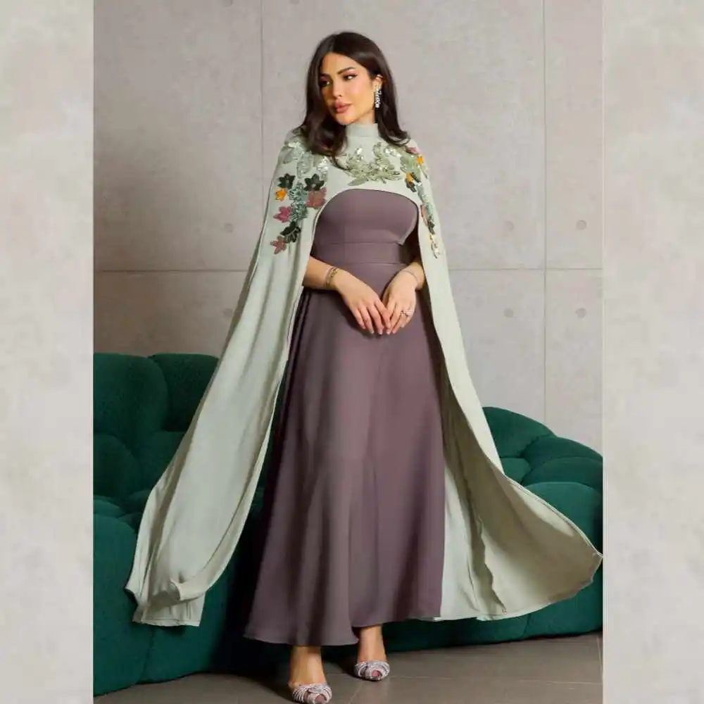 

Prom Dress Saudi Arabia Evening Jersey Applique Ruched Clubbing A-line High Collar Bespoke Occasion Gown Midi Dresses