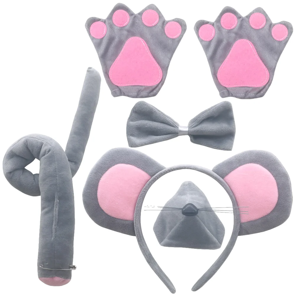 

Halloween Animal Costume Props Dog Mouse Ear Headband Tail Bow Tie Fake Nose Gloves Tutu Skirt Kit Party Cosplay Props