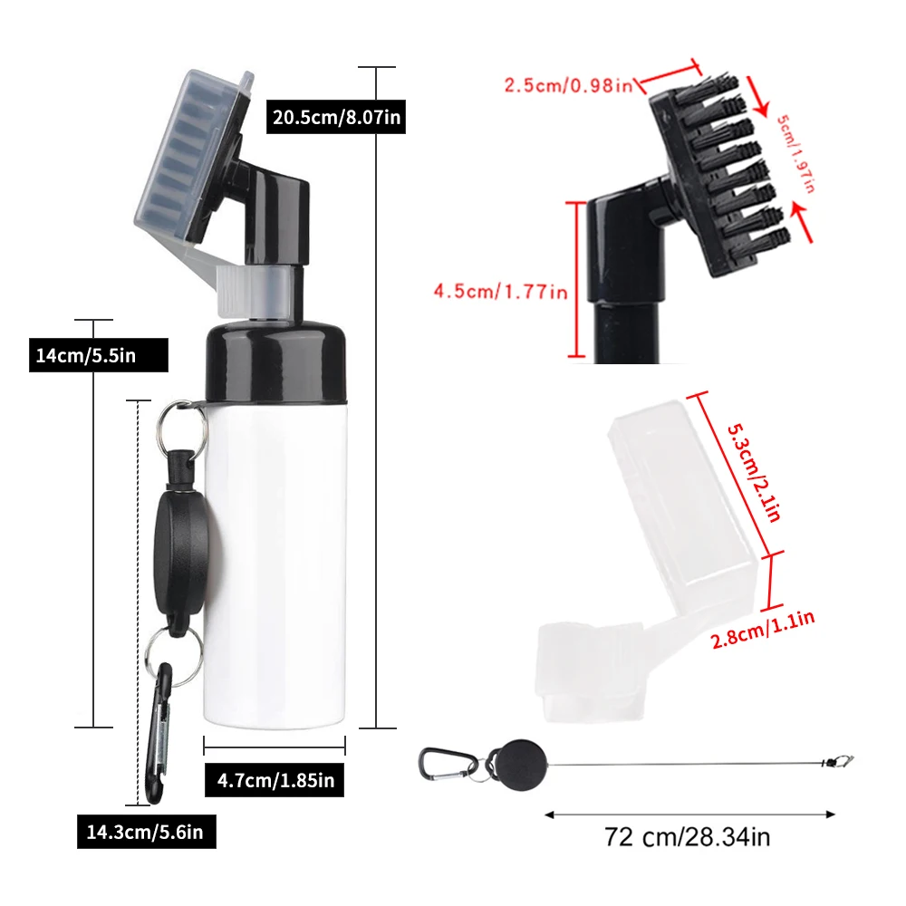 Portable Golf Club Groove Cleaning Brush with Push-Top Water Dispenser