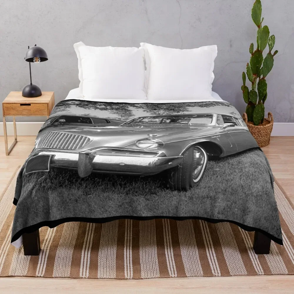 

1957 Studebaker Golden Hawk Front BW Throw Blanket Bed Fashionable Decoratives Luxury For Decorative Sofa Blankets