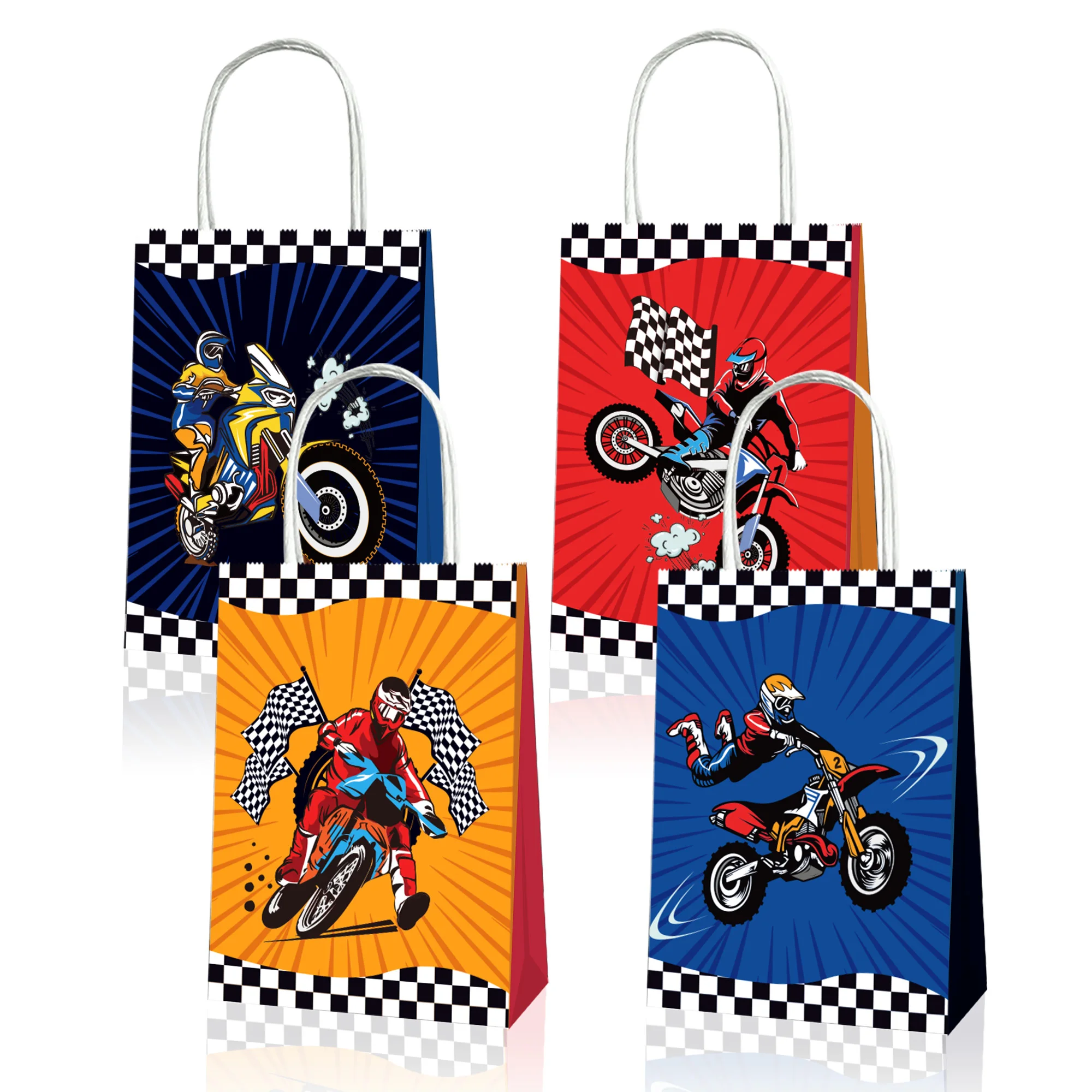 Bd087 12 pçs jogo de corrida da motocicleta moter tema do carro kraft saco  de papel esportes festa embalagem tote presente saco decorações festa  aniversário