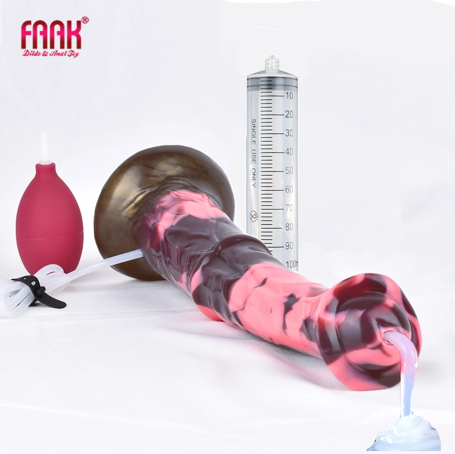 

FAAK Fantasy Ejaculation Horse Dildo With Sucker Multi Color Spray Liquid Function Squirting Penis Sex Toys For Women Men