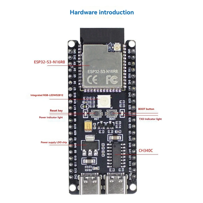 MAKE-ESP32-S3 N16R8 Artificial Intelligence AI Voice Motherboard With Data Cable For Xiaozhi AI Chatbot