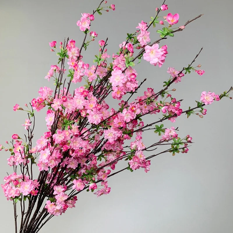 Lifelike Silk Peach Blossom Artificial Cherry Blossoms
