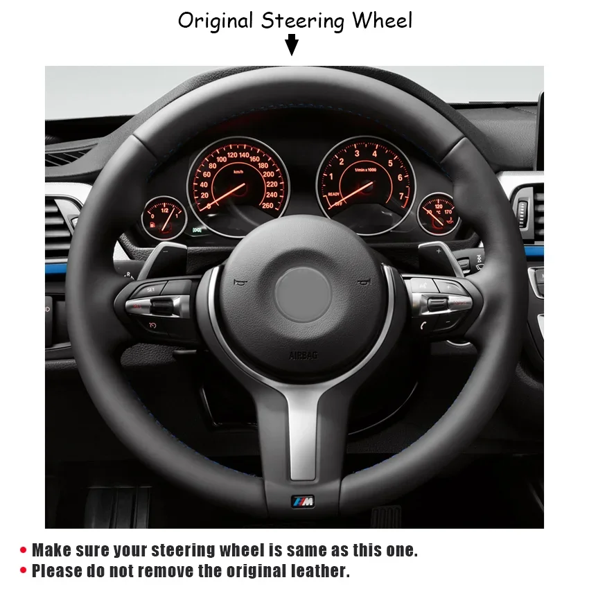 Steering Wheel Cover CARDAK Artificial leather Marker Steering Wheel Cover For BMW F87 M2 F80 M3 F82 M4 M5 F12 F13 M6 F85 X5 X6 F33 F30 M Sport