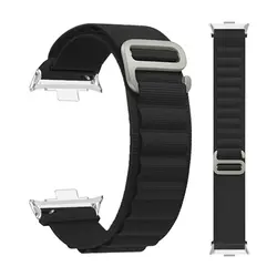 Nylon Loop Sport Strap, Breathable Elastic Alpine Wristband Bracelet for Mi band 9 Pro (Black-S)