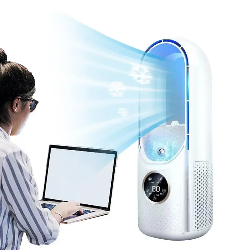 

Bladeless Fan Electric Quiet Bladeless Fan Touch Control Table Fans Desk Fan Portable for Bedroom Office Home Outdoor