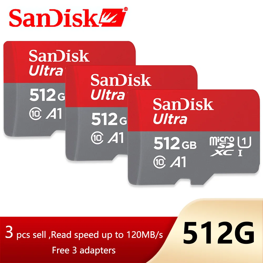 best memory card for mobile 3 pcs sell SanDisk Flash Card Micro SD A1 Ultra Memory Card SDXC UHS-I up to 120M/s  32GB 64GB 128G 400G 256GB 512G 1TB  TF Card sd card Memory Cards