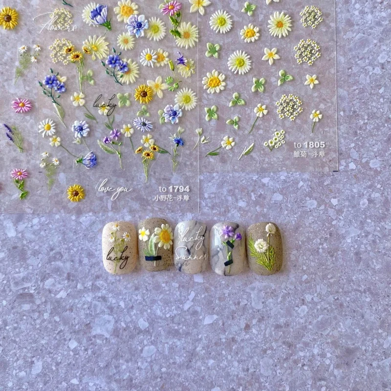 

Relief 1804 Hot Adhesive Cute Nail Stickers Japanese Stickers Nail Stickers Sunflower