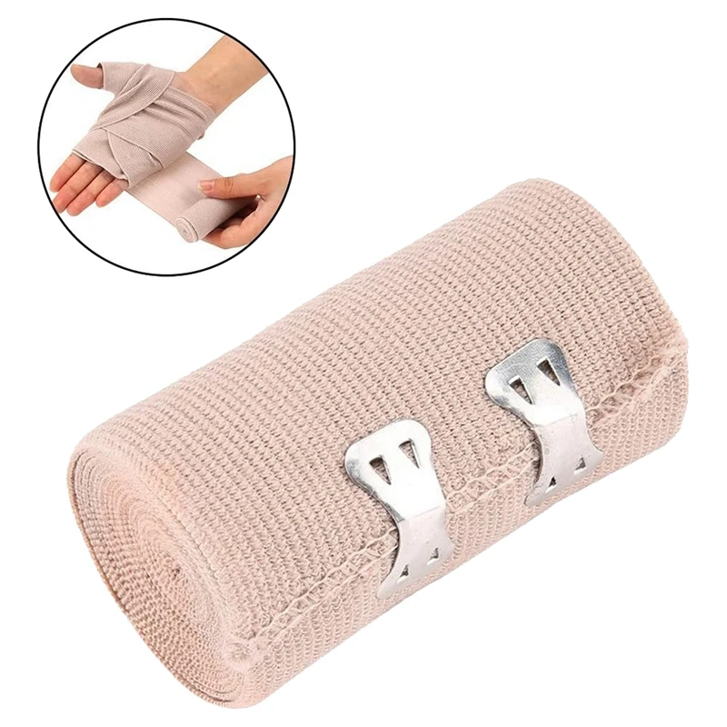 10Pcs Elastic Bandage Wrap Roll 7.5Cmx4.5M Compression Wrap With Additional Metal Clips For Ankle Support First Aid Kits