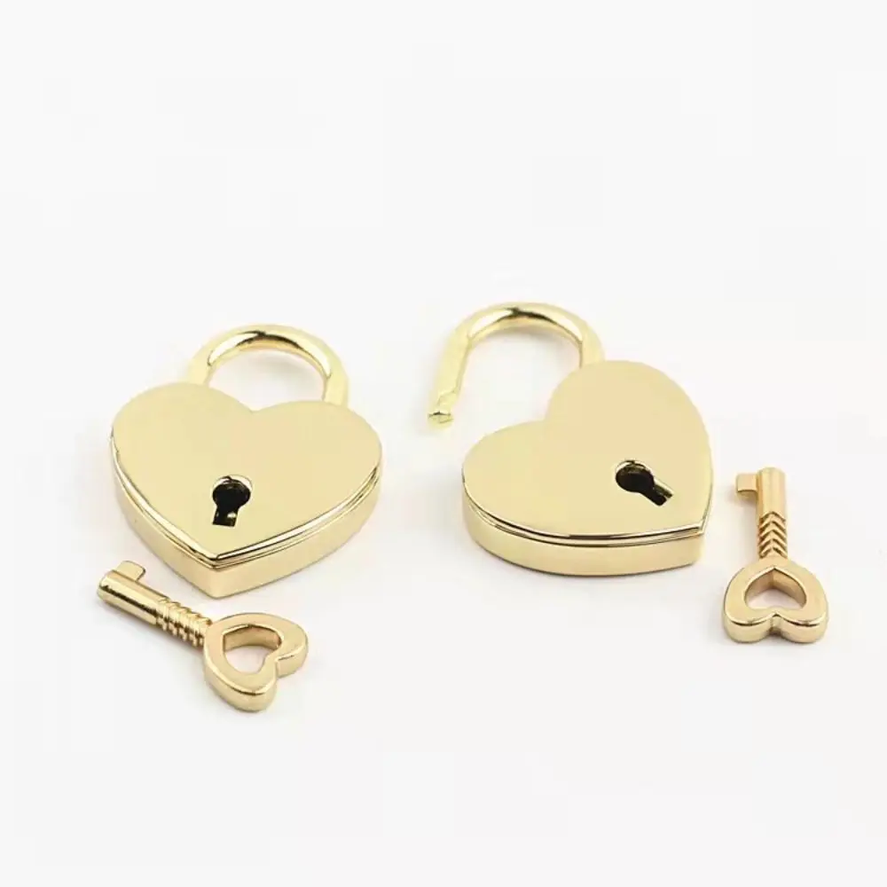 1PC New Heart Shape Padlock Diary Book Suitcase Mini Padlocks Travel Wedding Antique Style Key Lock Jewelry Box Lock