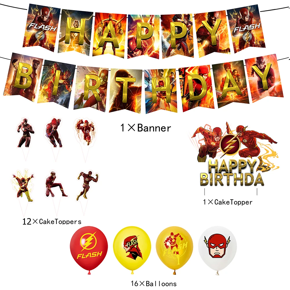 슈퍼 히어로 깜박임 생일 파티 장식 풍선 배너 배경 케이크 토퍼 파티 용품 베이비 샤워