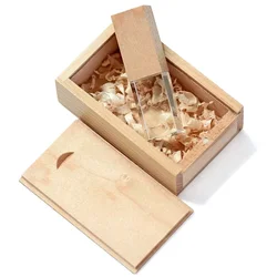 JASTER Crystal Wooden USB Flash Drive - Elegant Wedding Gift Memory Stick - 64GB (Maple wood with box)