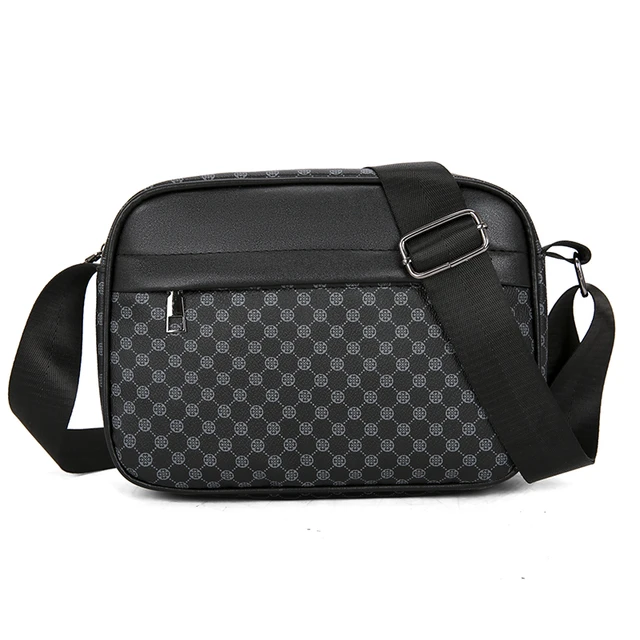 Sacs à bandoulière d'affaires légers et décontractés pour hommes, sacoche en cuir PU, sacs à bandoulière confortables à large sangle de styliste 1