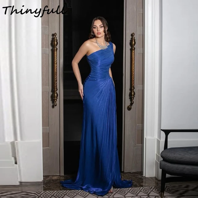 Thinyfull Mermaid Arab Glitter Prom Dresses One Shoulder Sleeveless Evening Party Gown Dubai Dress robes de soirée Customized 1